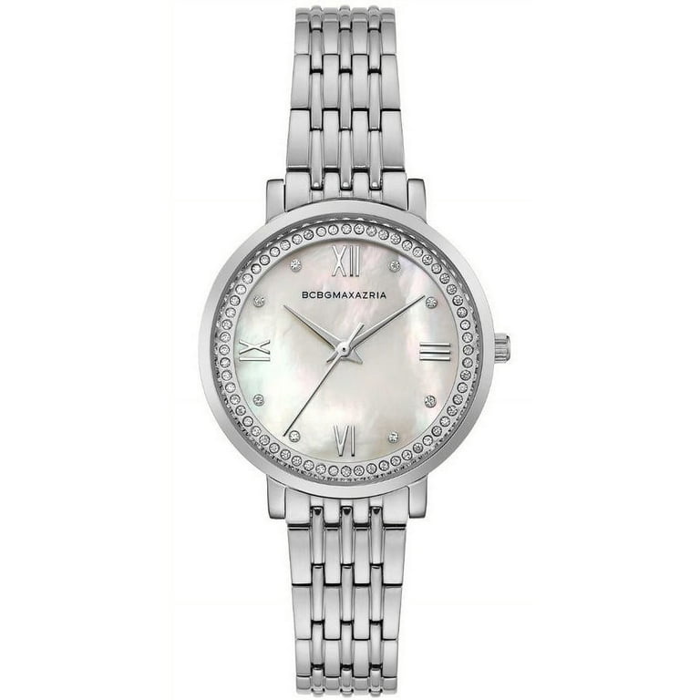Women s BCBGMAXAZRIA Pearl Dial Crystalized Steel BCBG Watch