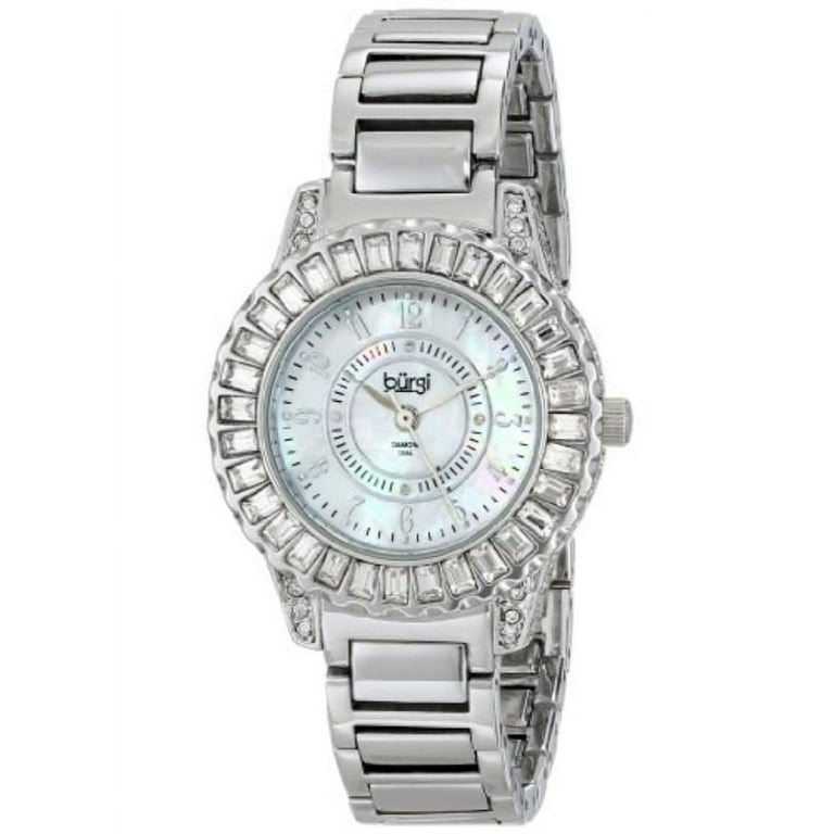 Swiss Quartz Crystal Accented Stainless Steel Women\'s Watch Burgi-Womens-Swiss-Quartz-  main image 3