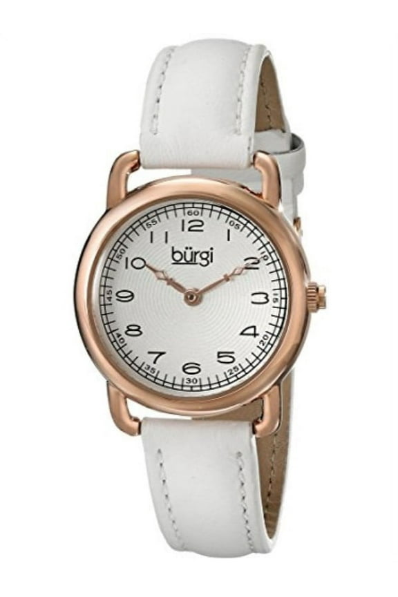 Women's BUR121WTR Classic Two-hand Rose Gold & White Leather Strap Watch