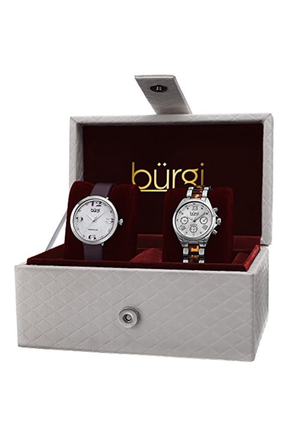 Women's BUR134SS Analog Display Swiss Quartz Watch Set
