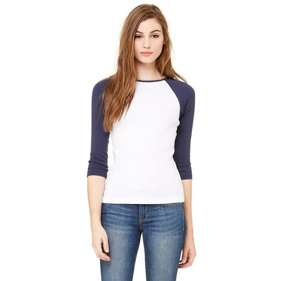 Women's Baby Rib 3/4 Sleeve Contrast Raglan T-Shirt