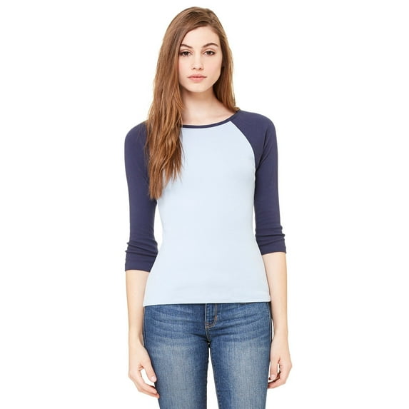 Women's Baby Rib 3/4 Sleeve Contrast Raglan T-Shirt