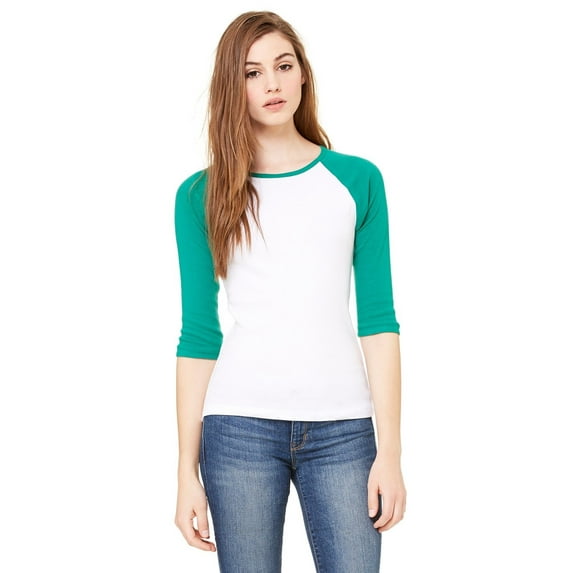 Women's Baby Rib 3/4 Sleeve Contrast Raglan T-Shirt