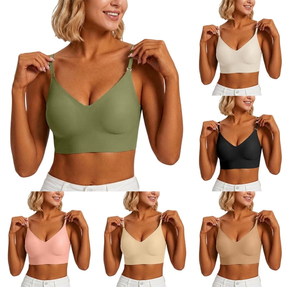 Women's Back Bra, Racerback Bra, Daily Pullover Bra, Wireless Seamless Bra, Soft Comfort Bra, Supportive Smoothing Bra, Women's Everyday Underwear for Daily Wear | TruBelle,Coffee L