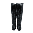 thumbnail image 1 of Women's Back Lace Side Zipper Knee High Casual Flat Heel Boots Shoes ( Black, 8.5), 1 of 3