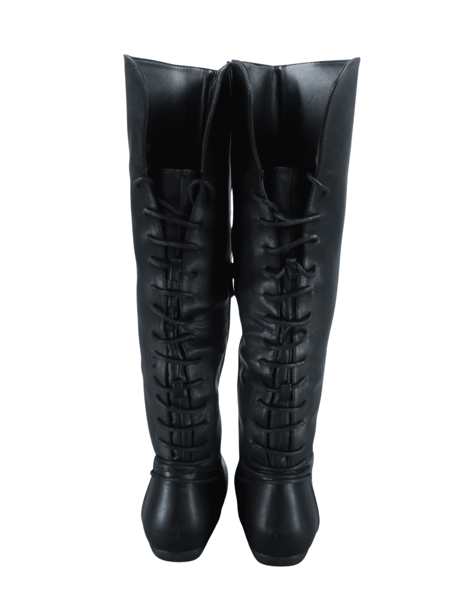Women's Back Lace Side Zipper Knee High Casual Flat Heel Boots