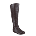 thumbnail image 1 of Women's Back Lace Side Zipper Knee High Casual Flat Heel Boots Shoes ( Brown, 10), 1 of 5