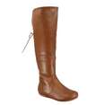 thumbnail image 1 of Women's Back Lace Side Zipper Knee High Casual Flat Heel Boots Shoes ( Tan, 7), 1 of 4