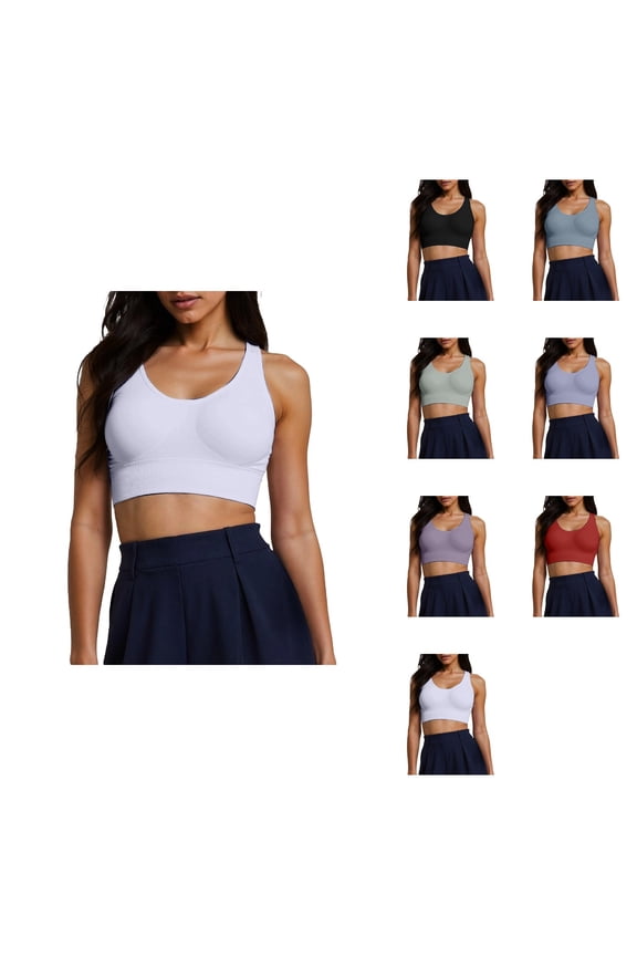 Women's Back Padded Shockproof Sports Bra – Medium Support with Adjustable Back Clasp & Removable Padded Cups for Yoga