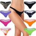 thumbnail image 1 of Women's Back Ruched Thong Bikini Bottoms Swimsuit Swimwear Beachwear Bathing Panty, Orange, S, 1 of 8