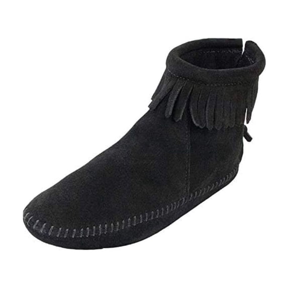 Minnetonka Women's Back Zipper Bootie,Soft Leather Sole Black,5.5 M US
