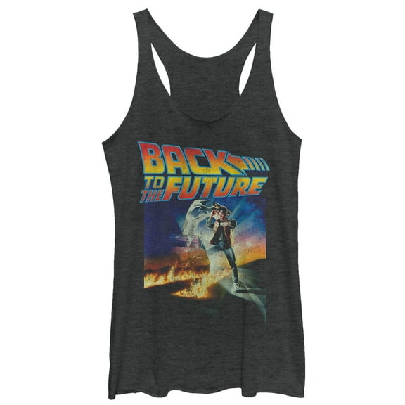 Women's Back to the Future Retro Marty McFly Poster  Racerback Tank Top Black Heather Medium
