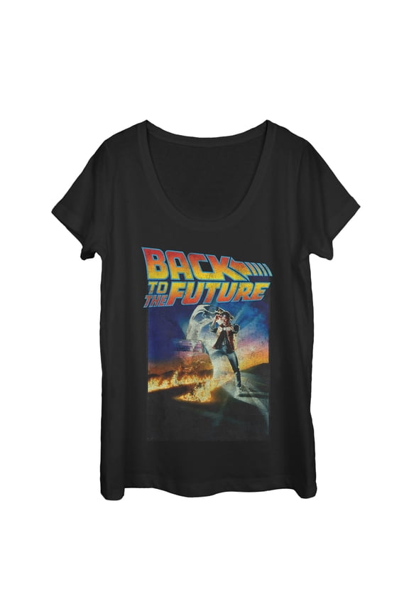 Women's Back to the Future Retro Marty McFly Poster Scoop Neck Black Small