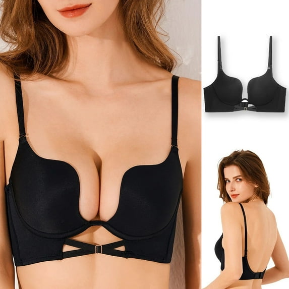 Women's Backless Bra Deep U Low Back Bra Push Up Comfort Seamless Underwear Bra For Wedding Dress Invisible