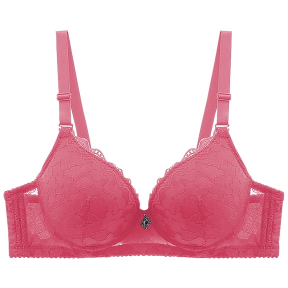 Women's Backless Bra with Clear Back Straps New Women's Daily Adjustable Underwear Gathered Thin Bra without Steel Ring Red 46