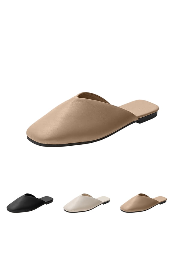 Women's Backless Closed Toe Mules, Flat Slip-On Shoes with Smooth Finish, Suitable for Home Wear, Office Casual Days, and Everyday Errands