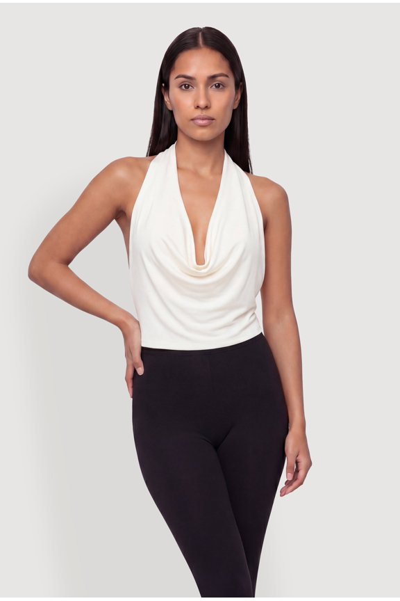 Women's Backless Cowl Neck Halter Top