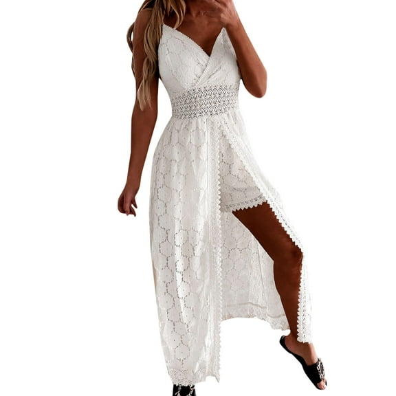 Women's Backless Hollow Out Jumpsuit - Sexy Sling Lace Playsuit for Wedding/Summer (S-XL)