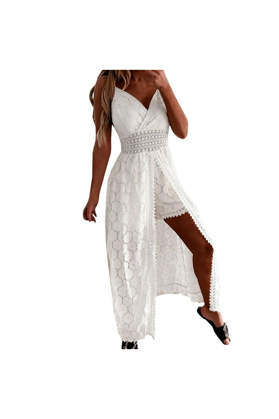 Women's Backless Hollow Out Jumpsuit - Sexy Sling Lace Playsuit for Wedding/Summer (S-XL)
