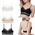 thumbnail image 1 of Women's Backless Mesh Lingerie V-neck Breathable Bras 3-Pack,Size S/M/L/XL/2XL/3XL, 1 of 19
