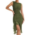 thumbnail image 1 of Women's Backless Pleated Midi Dress - Round Neck Sleeveless, Polyester, Party/Casual - S-L Sizes, 1 of 6