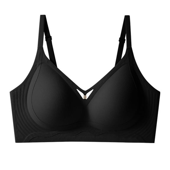 Women's Backless Seamless Push-Up Bra Solid Color Soft Fabric U-Shaped Beautiful Back Everyday Lingerie #Black,XL