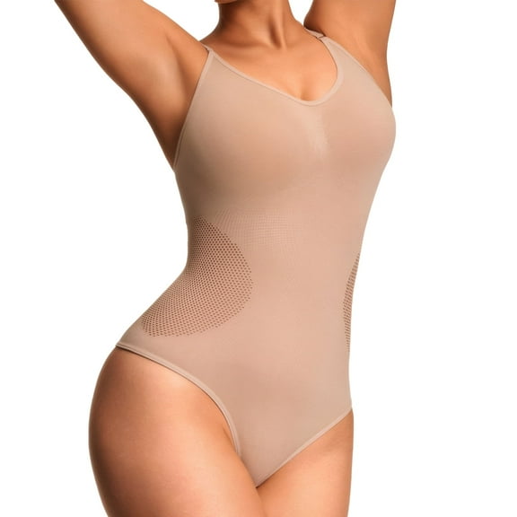 Nimiah Women's Backless Shapewear Bodysuit Tummy Control Thong Seamless Body Shaper Sleeveless Compression Tanks Tops