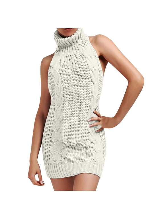 Women's Backless Turtleneck Knitted Backless Pullover Bikini Knit Tank Top 2026 Fashion