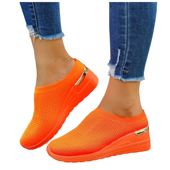 Women's Backless Wedge Casual Walking Shoes Non Slip Lightweight Mesh Slip On Platform Clogs