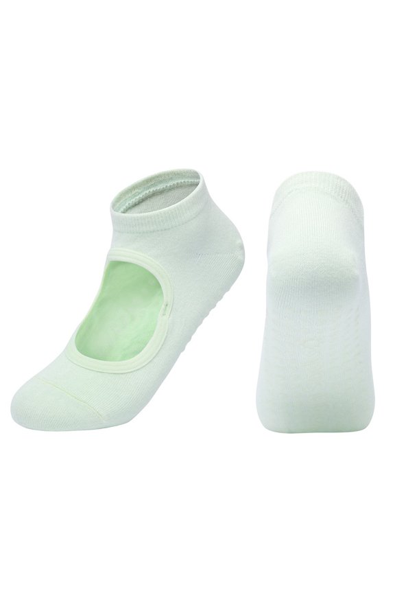 Women's Backless Yoga Socks With Silicone Grips Non Slip Pilates Socks Combed Cotton Breathable Dance Ballet Fitness Studio Socks For Gym Workout Home Exercise(Light Green)
