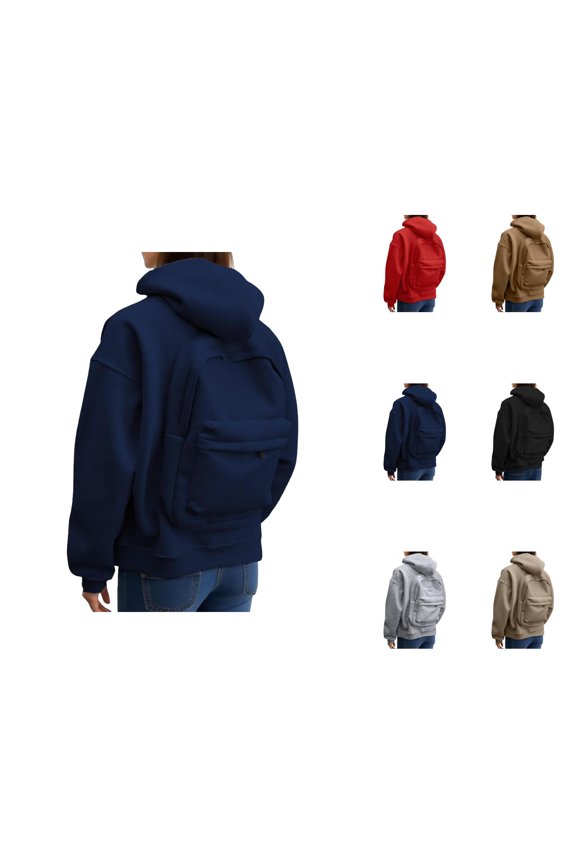 Women's Backpack Hoodie 2025 Fashion Fall Winter Long Sleeve Plain Zip Up Hooded Sweatshirt with Pockets Jacket Coat