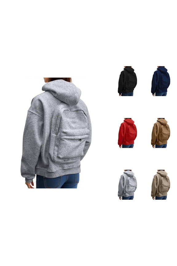 Women's Backpack Hoodie 2025 Long Sleeve Trendy Zip Up Plain Hooded Sweatshirt with Pockets Jacket Coat