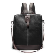 Backpack for Womens, Waterproof PU Leather Backpacks, Anti-theft Design, Convertible Shoulder Bags, Black
