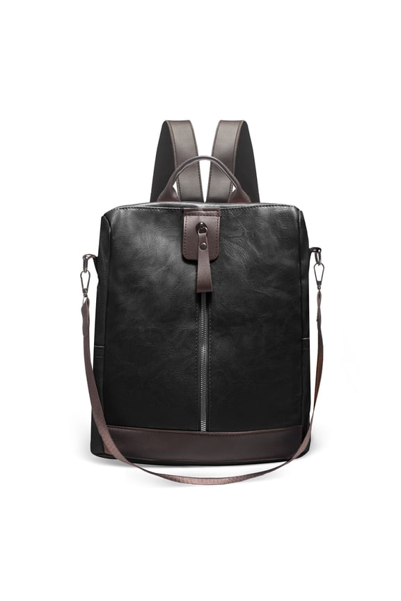 Backpack for Womens, Waterproof PU Leather Backpacks, Anti-theft Design, Convertible Shoulder Bags, Black