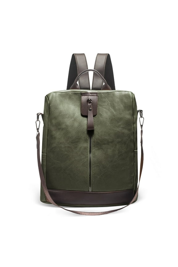 Backpack for Womens, Waterproof PU Leather Backpacks, Anti-theft design, Convertible Shoulder Bags, Green