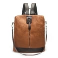 thumbnail image 1 of Backpack for Womens, Waterproof PU Leather Backpacks, Anti-theft Design, Convertible Shoulder Bags, Brown, 1 of 9