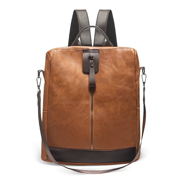 Backpack for Womens, Waterproof PU Leather Backpacks, Anti-theft Design, Convertible Shoulder Bags, Brown