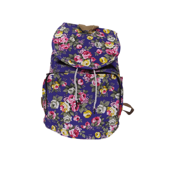 Women's Backpack Rose Floral Rucksack Drawstring Bag