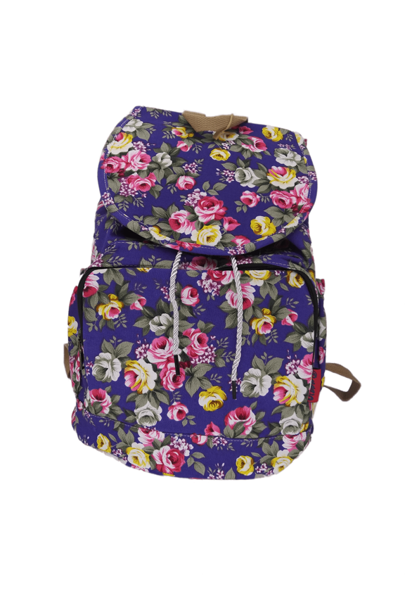 Women's Backpack Rose Floral Rucksack Drawstring Bag