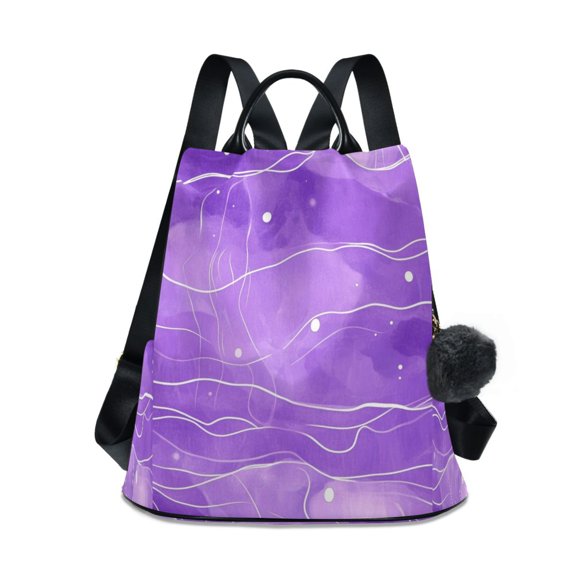 Women's Backpack Shoulder Two Shoulder Travel Backpack Free Plush ball keychain Abstract Purple Watercolor Background