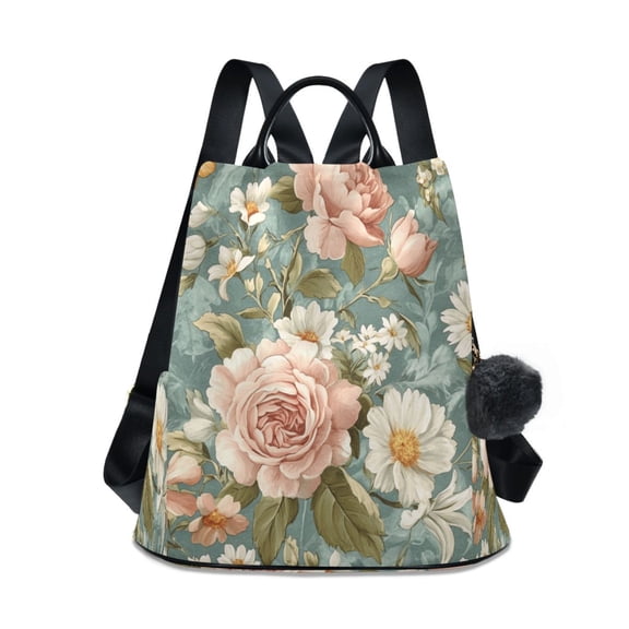 Women's Backpack Shoulder Two Shoulder Travel Backpack Free Plush ball keychain Daisies and Lilies