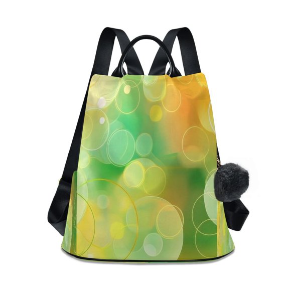 Women's Backpack Shoulder Two Shoulder Travel Backpack Free Plush ball keychain Light Yellow Round