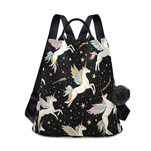 Women's Backpack Shoulder Two Shoulder Travel Backpack Free Plush ball keychain Winged Unicorns