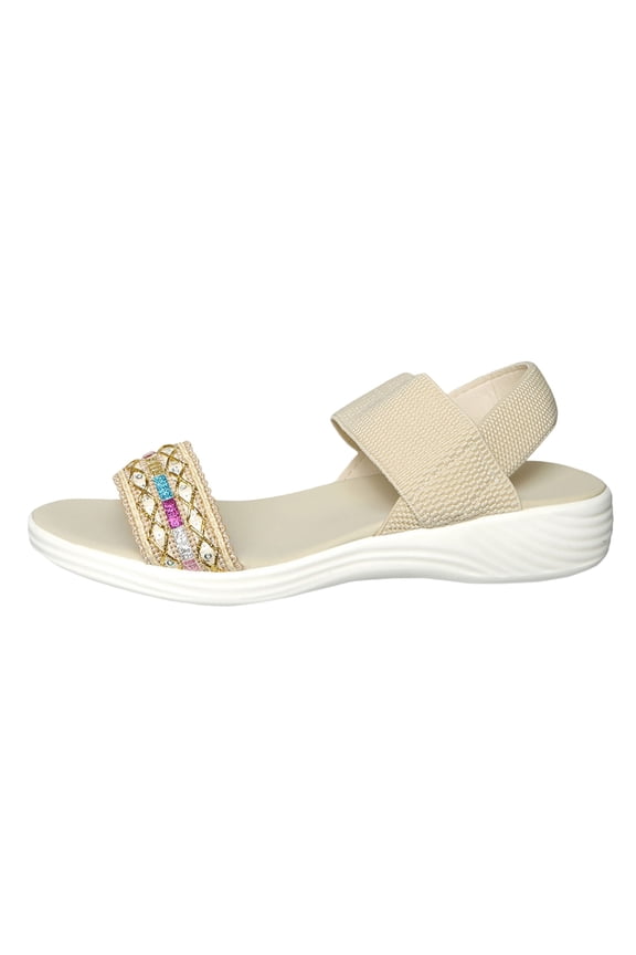 Women's Backstrap Sandal Casual Platform Open Toe Wedge Sandals Stroll Flat Knit Elastic Ankle Strap Platfor Slippers Slides Anti- Lightweight Walking Air Cushion Comfort Summer Shoes