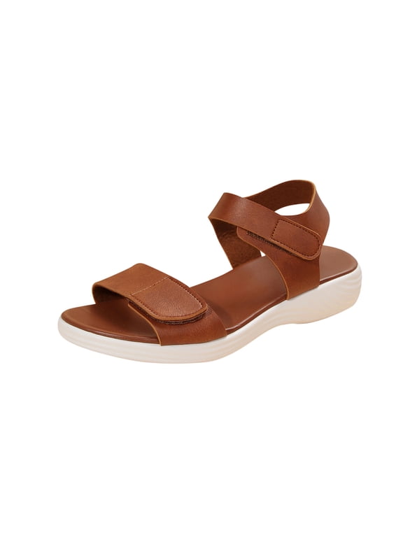 Women's Backstrap Sandal Casual Platform Open Toe Wedge Sandals Stroll Flat Walking Air Cushion Comfort Summer Shoes Elastic Ankle Strap Platfor Slippers