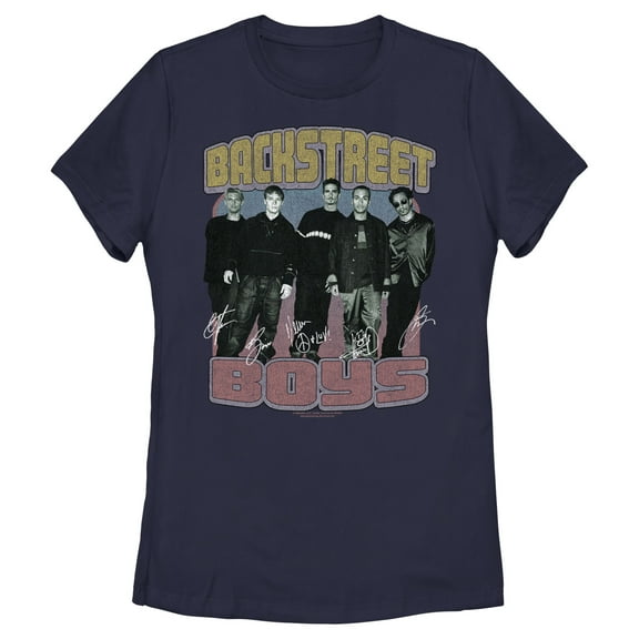 Women's Backstreet Boys Group Signatures Distressed  Graphic T-Shirt