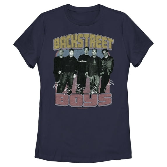 Women's Backstreet Boys Group Signatures Distressed Graphic T-Shirt
