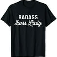 thumbnail image 1 of Women's Badass Boss Lady Graphic Cotton T Shirt Breathable Short Sleeve Round Neck Top Black S-5XL, 1 of 5