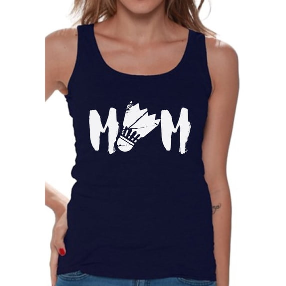 Women's Badminton MOM Graphic Tank Tops White Badminton Bird Gift for Sport Moms