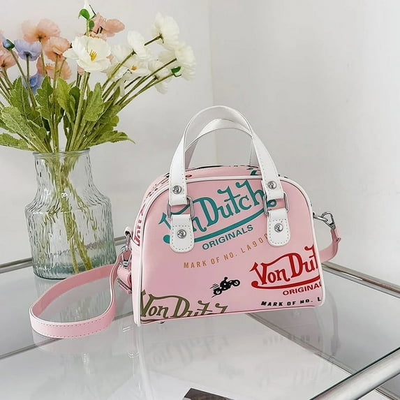 Women's Bag Large Capacity Leather Colour Printing Daily Commuter Women's Shoulder Handbag Bag Shopping Pink